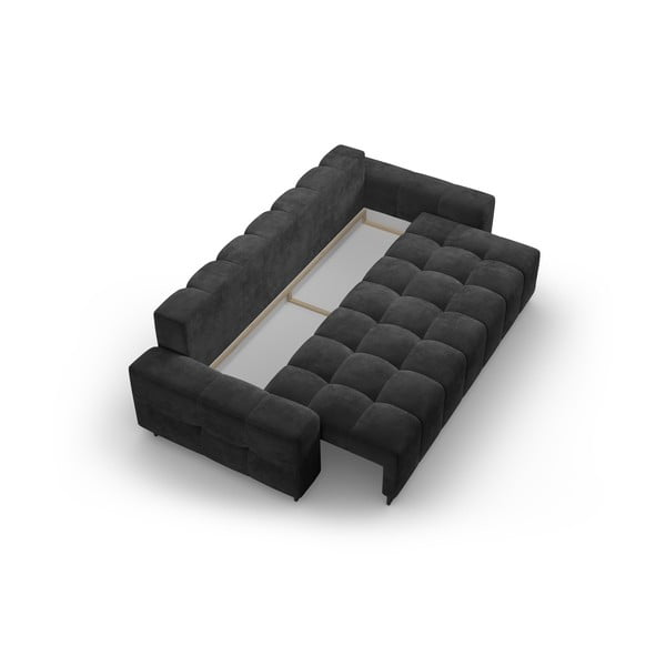 Canapea gri închis extensibilă, cu spațiu de depozitare cu tapițerie din catifea 250 cm Wicklow – Cosmopolitan Design-image-3