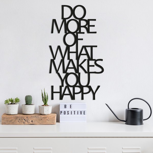 Decorațiune de perete Wallity Happy, negru-image-1