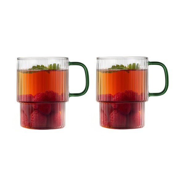 Căni verzi 2 buc. pentru cappuccino din sticlă 350 ml Livio – Vialli Design