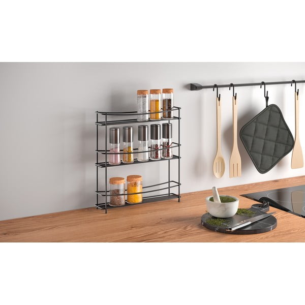 Raft cu 3 polițe pentru codimente Metaltex Kumino Lava, negru-image-1