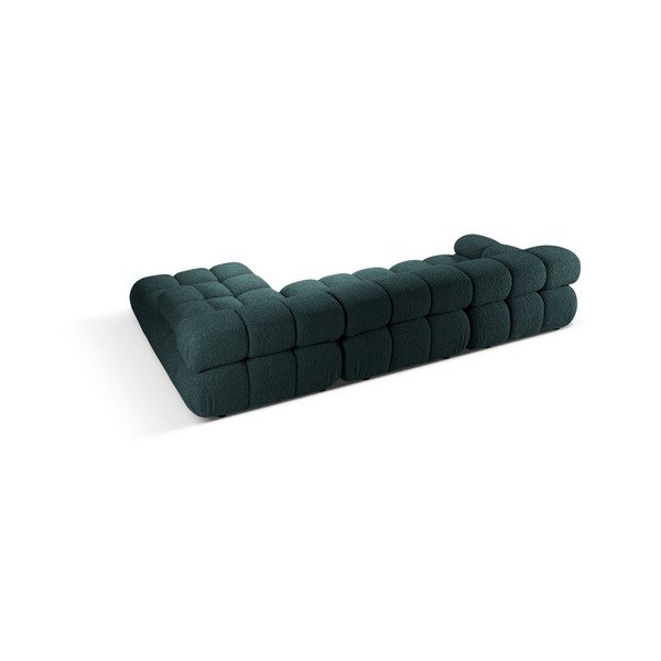 Colțar modular petrol cu tapițerie din țesătură bouclé (cu colț pe partea dreaptă/cu șezlong) – Micadoni -image-2