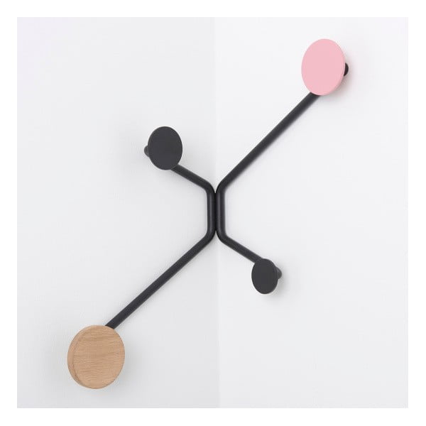 Cuier negru de perete pe colț Gazzda Hook, detaliu roz-image-2