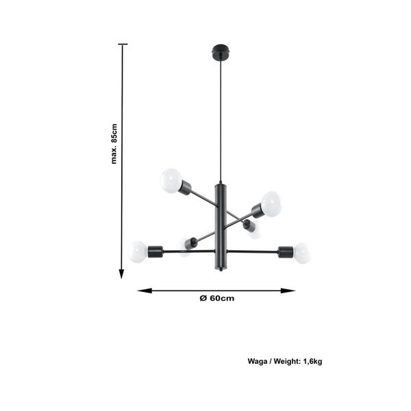 Lustră Sollux Donato 6, negru-image-4
