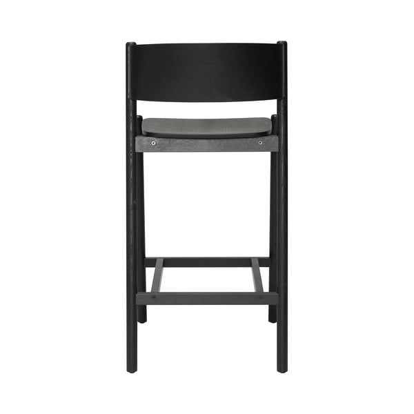 Scaun de bar negru cu aspect de lemn de stejar (înălțime șezut 75 cm) Oblique – Hübsch-image-3