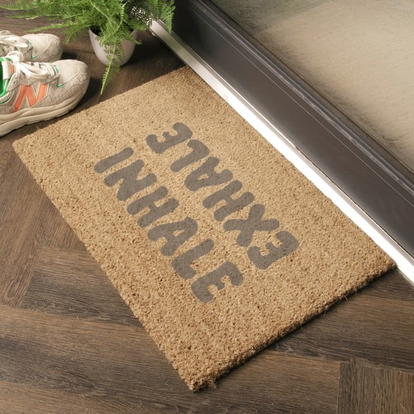Covoraș de intrare din fibre de nucă de cocos 60x90 cm Inhale Exhale – Artsy Doormats-image-1