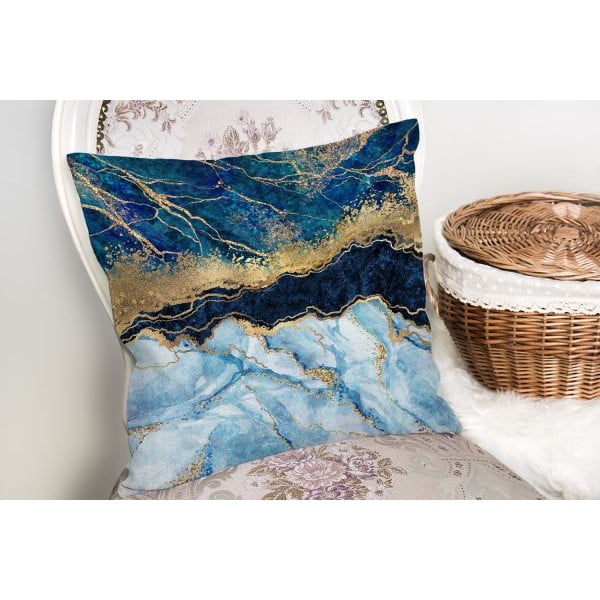 Față de pernă Minimalist Cushion Covers Marble With Blue, 45 x 45 cm-image-2
