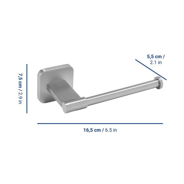 Suport pentru hârtie igienică argintiu mat autoadeziv cu Turbo-Loc din oțel inoxidabil Porto – Wenko-image-1