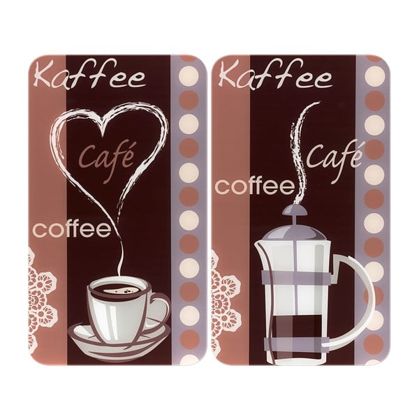 Set 2 protecții din sticlă pentru aragaz Maximex Coffee, 52 x 30 cm