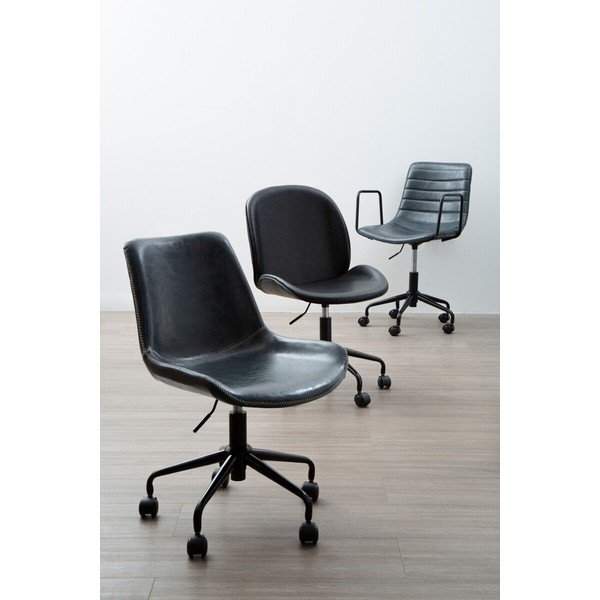 Scaun de birou negru din imitație de piele Clinton – Premier Housewares-image-3