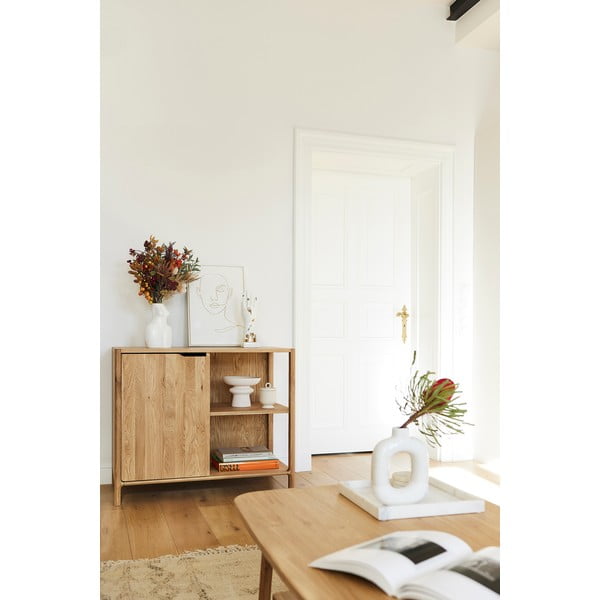 Dulap în culoare naturală din lemn   de stejar 95x80 cm Twig – The Beds-image-4