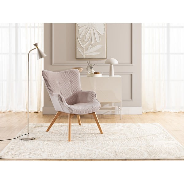 Fotoliu roz deschis cu tapițerie din catifea reiată Niko – Ropez-image-4