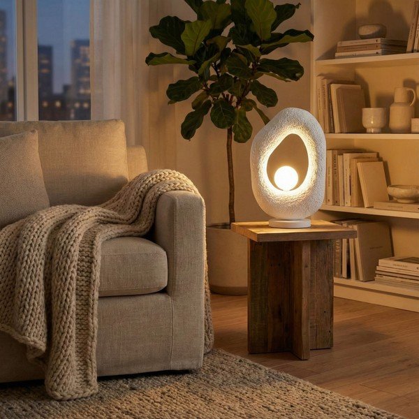 Veioză albă din metal (înălțime 50 cm) Lore – Opviq lights-image-1