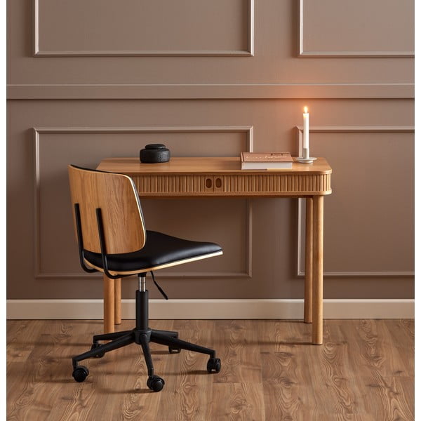 Scaun de birou negru din imitație de piele Owen – Actona-image-1