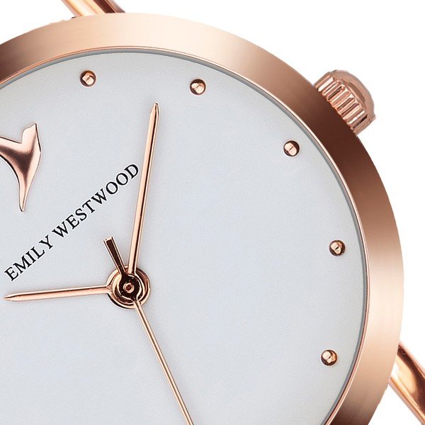 Ceas damă cu curea din piele naturală Emily Westwood Vintage, alb-image-2