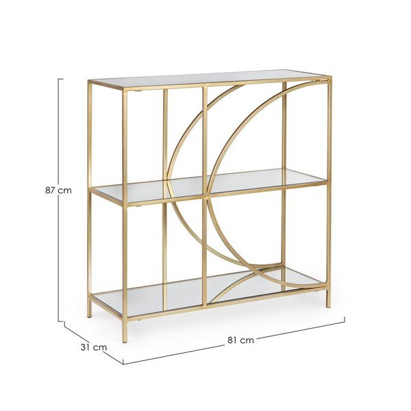 Bibliotecă aurie din oțel 81x87x31 cm Elenor – Bizzotto-image-3