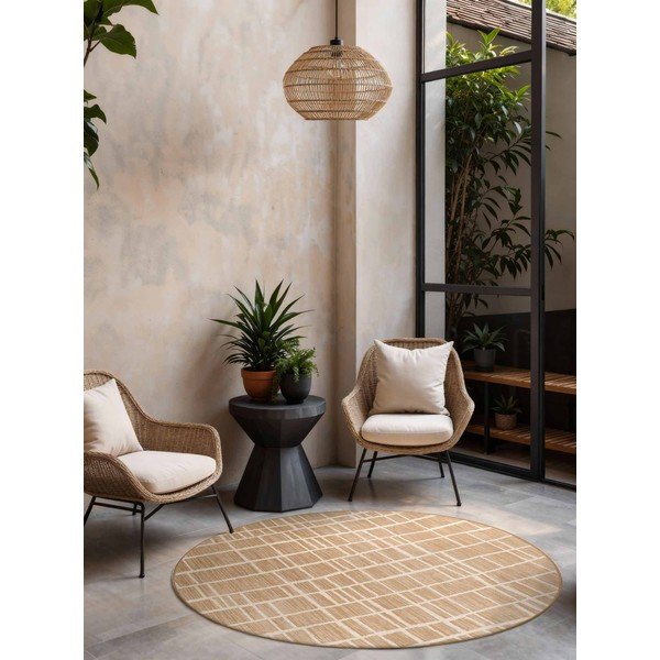 Covor pentru exterior și interior crem/în culoare naturală rotund ø 160 cm Haringey Crouch – Ted Baker-image-1