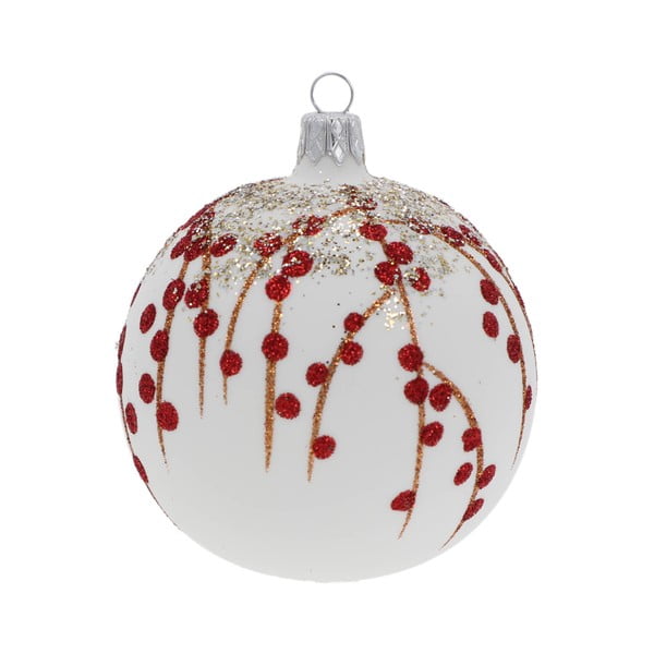 Set 3 globuri de Crăciun din sticlă Ego Dekor, alb-roșu