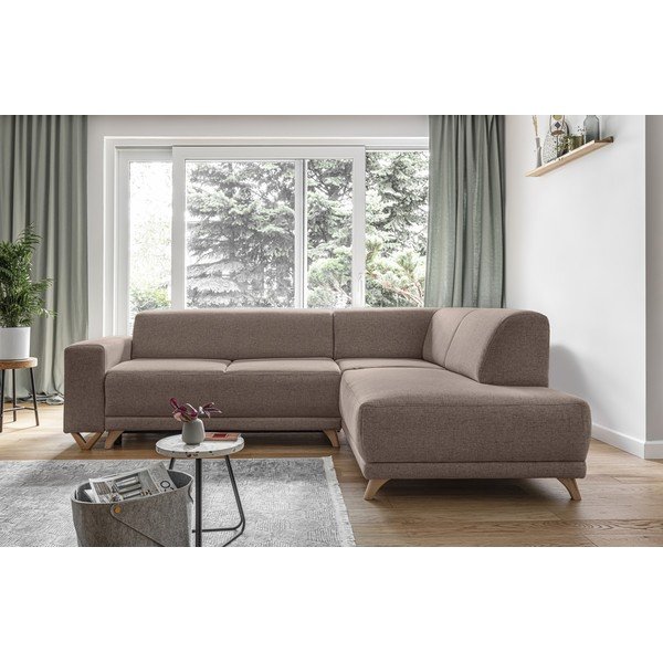 Colțar maro extensibil/cu spațiu de depozitare (cu colț pe partea dreaptă/în formă de ”L”) Classy Sophie – Miuform-image-1