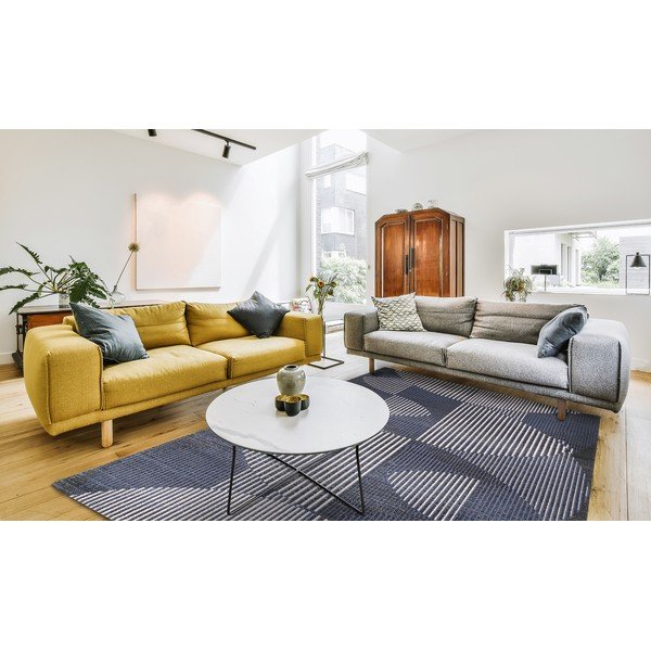 Covor albastru închis din lână 100x180 cm Shades – Agnella-image-1