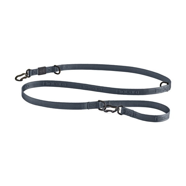 Lesă gri închis cu prindere prin carabină lungime 200 cm Modena Asphalt 25 mm – MiaCara