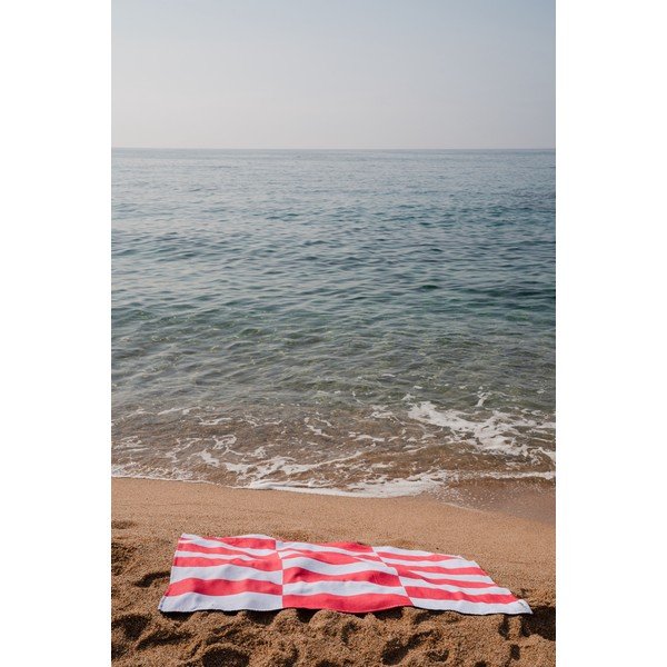 Prosop de plajă roșu/albastru deschis din bumbac 100x160 cm Su – noo.ma-image-1