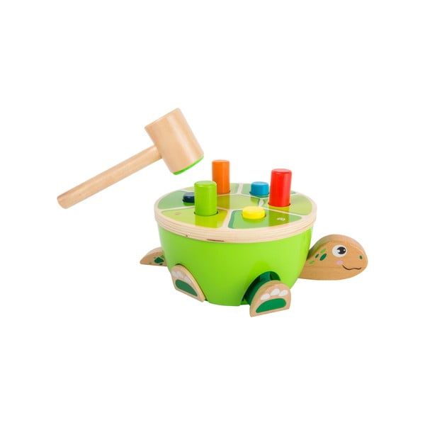 Jucărie cu ciocan din lemn pentru copii Legler Turtle Hammering
