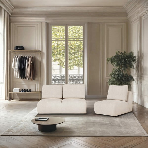 Fotoliu crem cu tapițerie din țesătură bouclé Mirel – Rodier-image-1