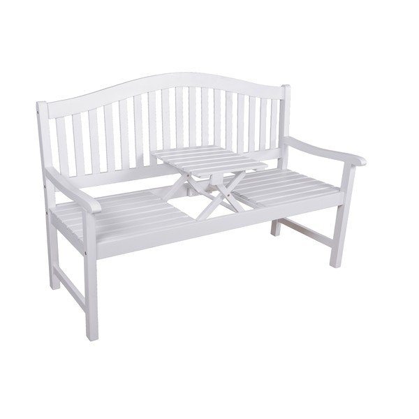 Bancă de grădină albă din lemn masiv Singapore – Garden Pleasure-image-1