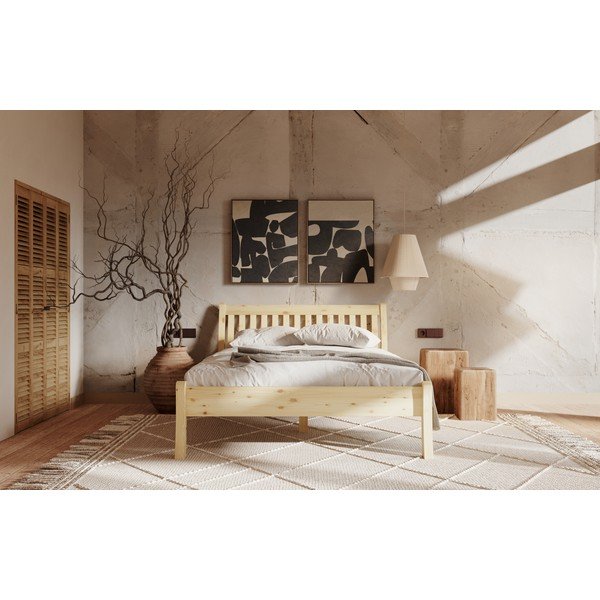 Pat în culoare naturală din lemn de pin 90x200 cm Tonja – Olivia Living-image-1