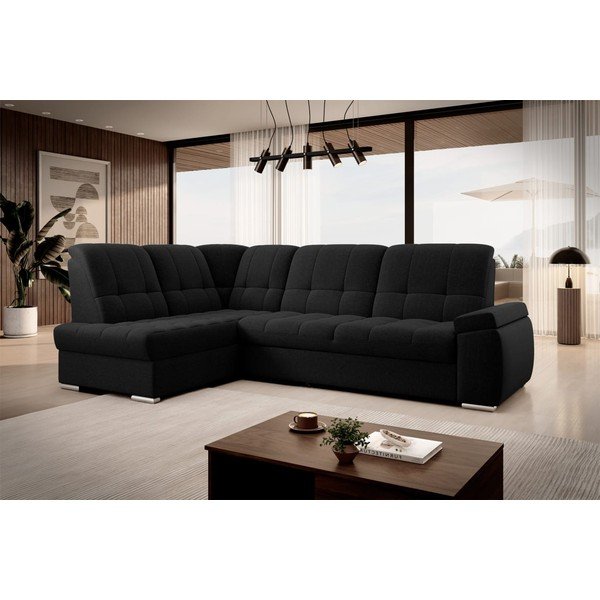 Colțar negru extensibil/cu spațiu de depozitare (cu colț pe partea stângă/în formă de ”L”) Sado – ELTAP-image-4