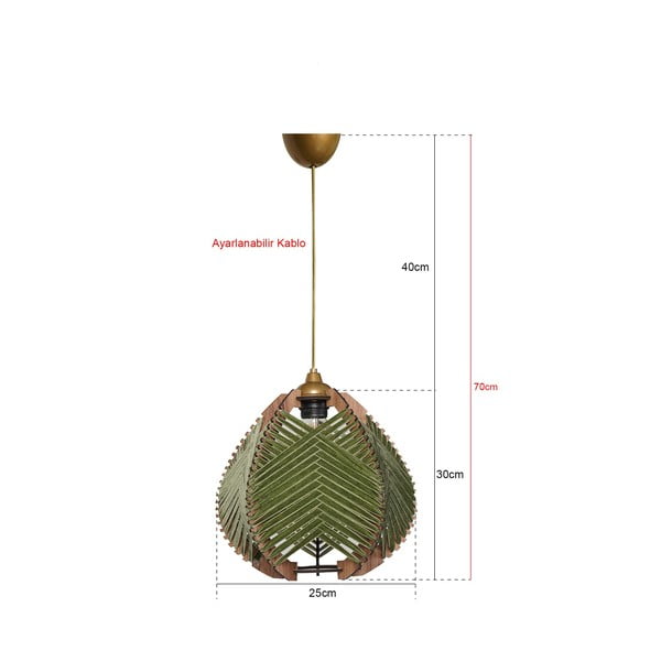 Lustră verde-închis/în culoare naturală cu abajur textil ø 25 cm Yola – Opviq lights-image-2