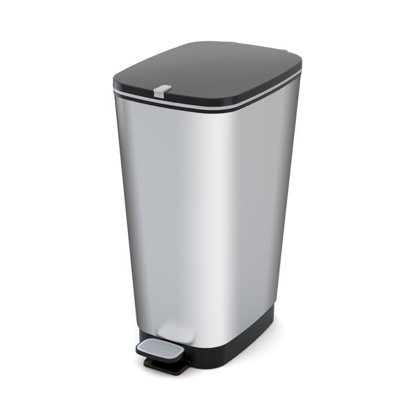 Coș de gunoi argintiu cu pedală din plastic 45 l Chic Bin – KIS