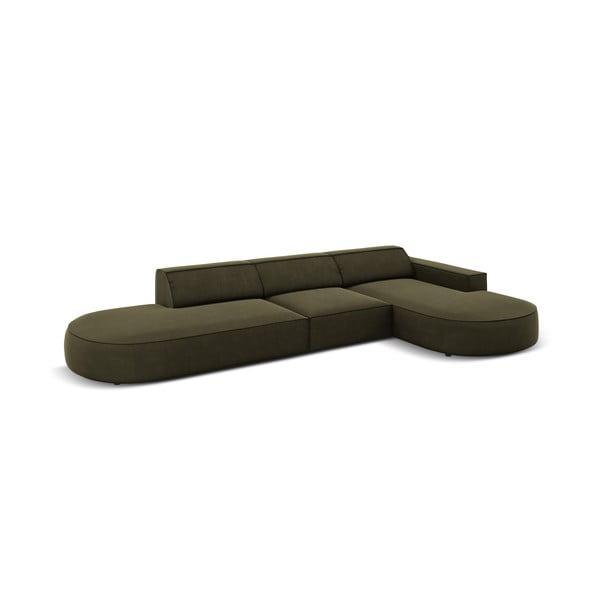 Colțar verde cu tapițerie din catifea (cu șezlong  pe partea dreaptă) Jodie - Micadoni Home-image-4