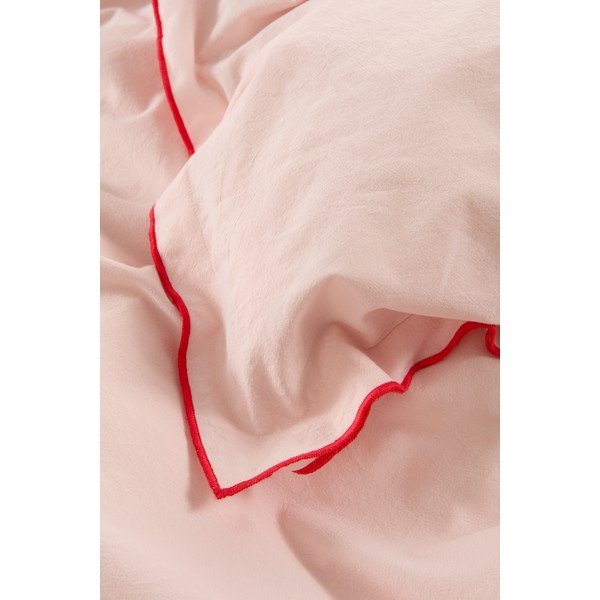Lenjerie de pat roșie/roz-deschis din bumbac percal pentru pat dublu/extinsă 200x220 cm Pivot – Jotex-image-4
