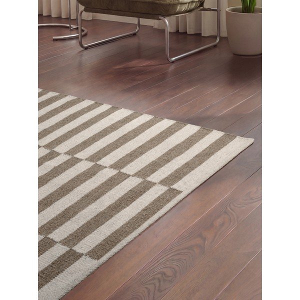 Covor alb/gri reversibil/țesut manual din lână 160x230 cm Vika – Hanse Home-image-2