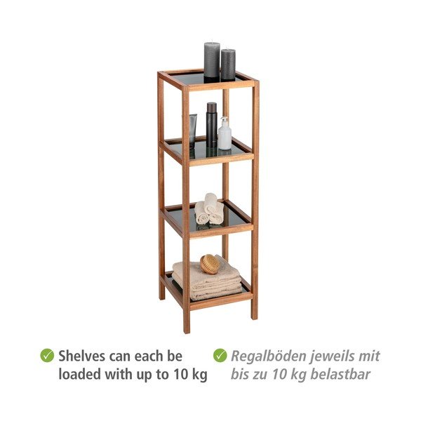 Etajeră de baie neagră/în culoare naturală din sticlă 36x112 cm Fondi – Wenko-image-4