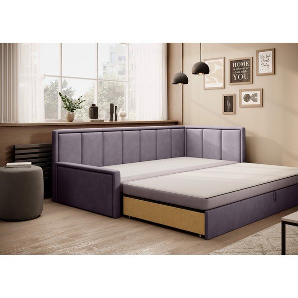 Canapea roz extensibilă/cu spațiu de depozitare cu tapițerie din chenille 214 cm Fulgeo – ELTAP-image-2