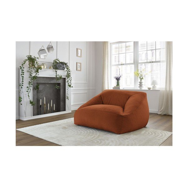 Fotoliu bean bag portocaliu cu tapițerie din blană artificială Lilibet – Bobochic Paris-image-1