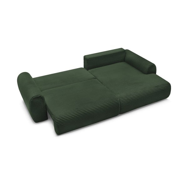 Colțar verde închis extensibil cu tapițerie din catifea reiată  (cu colț pe partea dreaptă) Lucien – Bobochic Paris-image-4