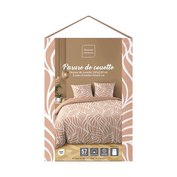 Lenjerie de pat roz prăfuit din bumbac pentru pat dublu/extinsă cu 3 piese 240x220 cm Morgane – douceur d'intérieur-image-1