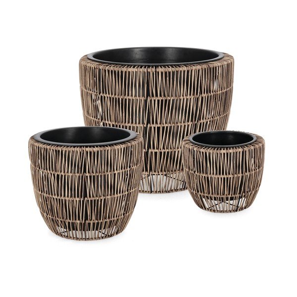 Ghivece 3 buc. din plastic/din ratan artificial ø 44 cm Ayun – Bizzotto