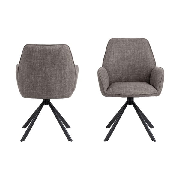 Set de scaune de sufragerie gri deschis cu cotiere 2 buc. tapițat Glenda – Actona-image-2