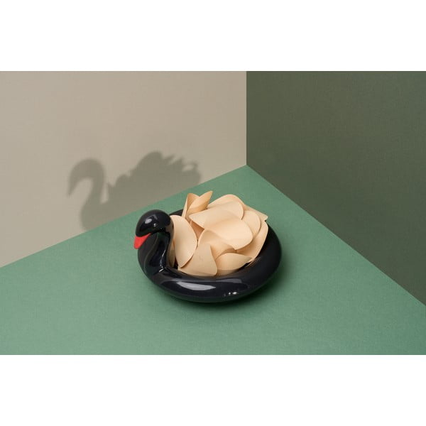 Bol plutitor din ceramică DOIY Black Swan, 18 x 16 cm, negru
