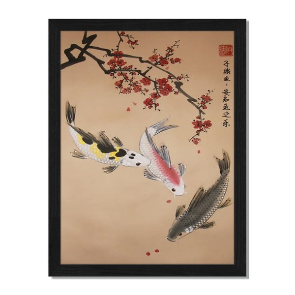 Tablou înrămat Liv Corday Asian Blossom & Fish, 30 x 40 cm