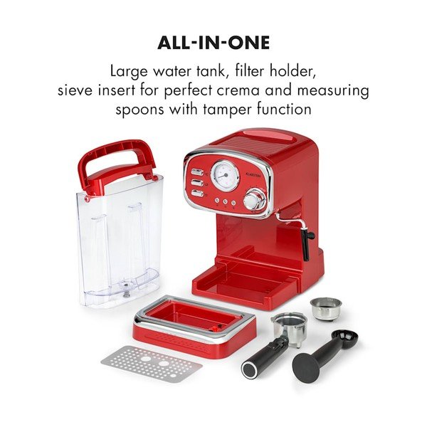 Espresor de cafea Klarstein Espressionata Gusto, roșu-image-3