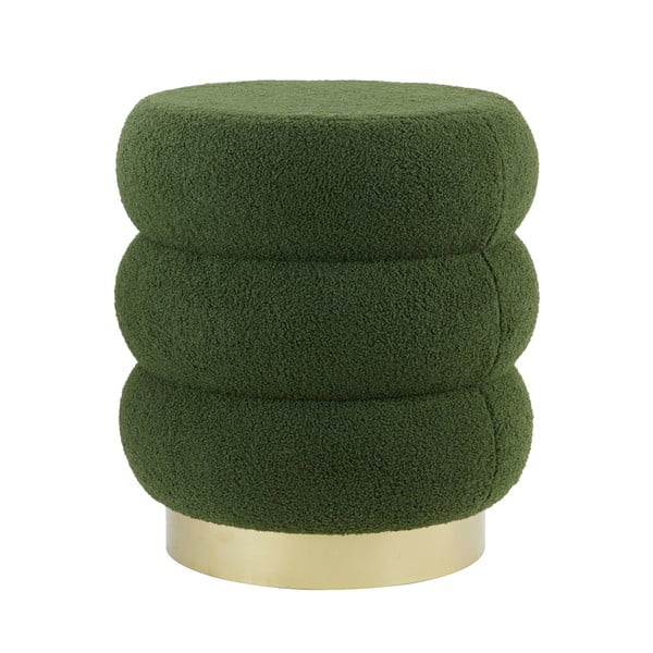 Taburet verde cu tapițerie din stofă bouclé Kimi – Light & Living