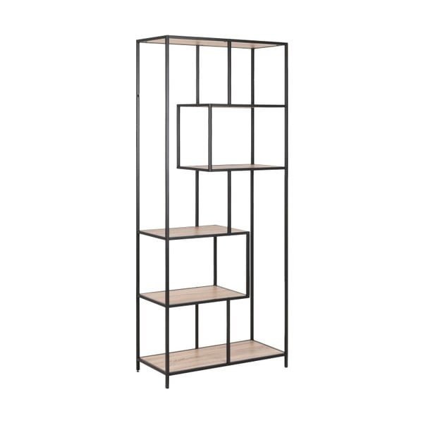 Bibliotecă neagră/cu aspect de lemn de stejar 77x185 cm Seaford – Actona-image-2