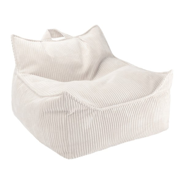 Fotoliu puf pentru copii crem cu tapițerie din catifea reiată Chair – Wigiwama