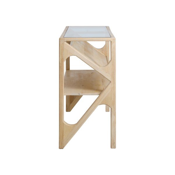 Masă consolă în culoare naturală deschisă cu blat din sticlă 41x119 cm Yuki – Light & Living-image-3