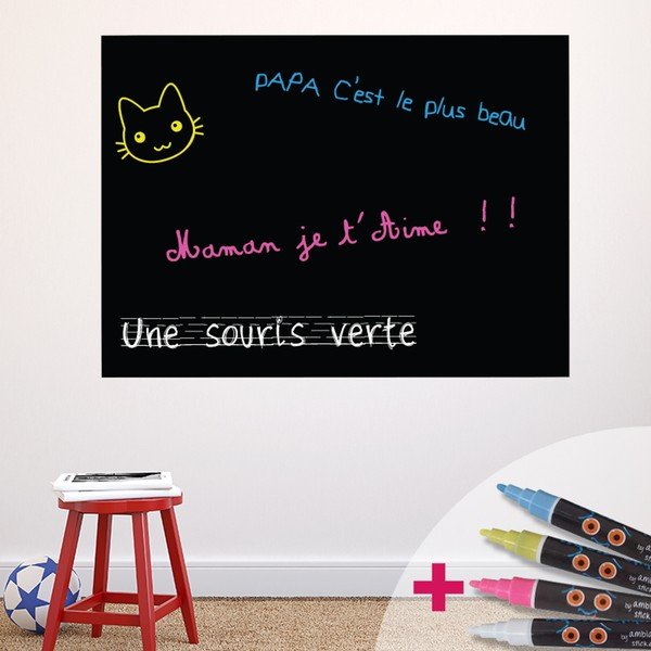 Set autocolant tip tăbliță de scris și 4 markere Ambiance Rectangular, 55 x 75 cm